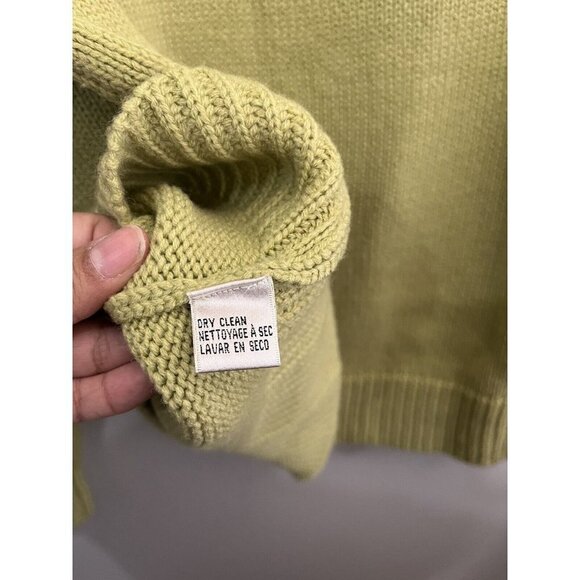 Evan Picone turtle neck sweater women large chunky knit lime green wool blend - Picture 8 of 8